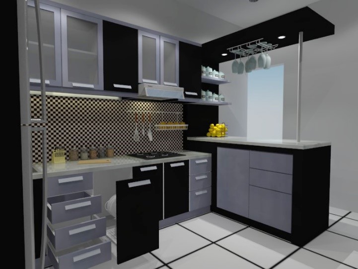 kitchen set warna abu abu hitam