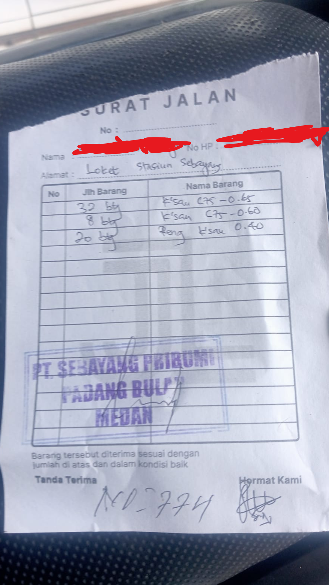 Bukti pengiriman