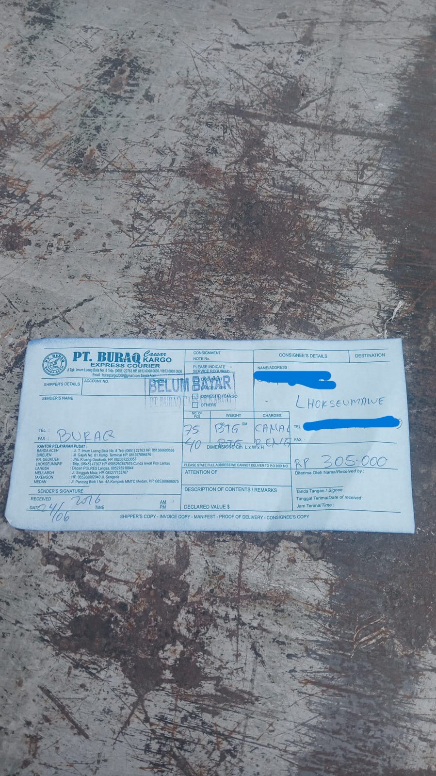 Bukti pengiriman